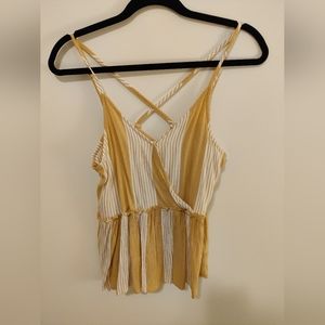 American Eagle Striped Peplum Wrap Tank